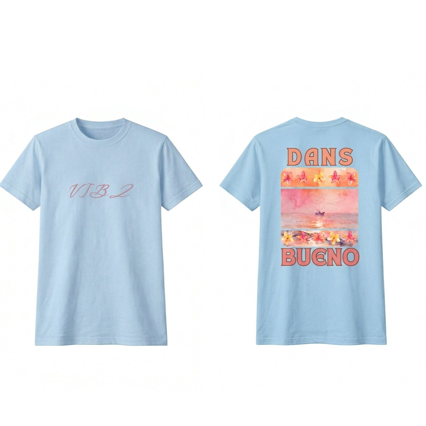 T-Shirt Bleu "Dans Bueno" – Édition Sunset Tropical